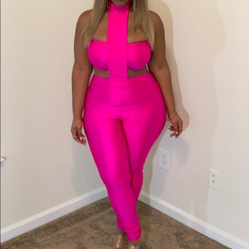 Pink Cut Out Jumpsuit - Picture 3 of 4